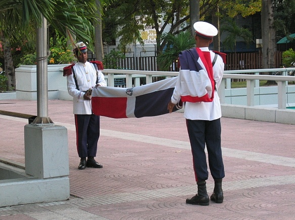 Honor guard was folding a flag at the end of Duarte Day